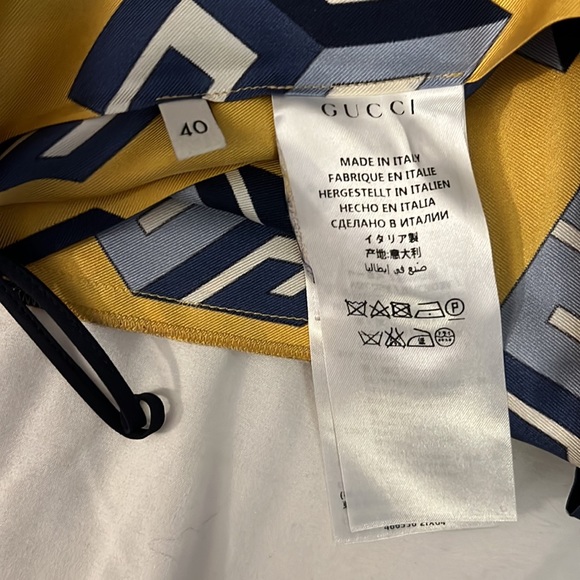 Gucci GG Wallpaper Silk Twill Pleated Skirt, Yellow - Picture 10 of 15